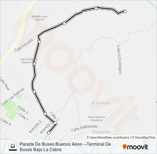 PALMARES - BUENOS AIRES - BAJO LA CABRA Bus Line Map