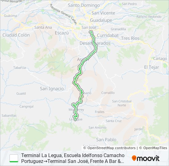 SAN JOSÉ - LA LEGUA DE ASERRÍ bus Line Map