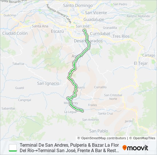 SAN JOSÉ - SAN ANDRÉS DE LEÓN CORTÉS bus Line Map