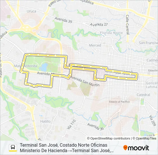 SAN JOSÉ - SABANA - ESTADIO Bus Line Map