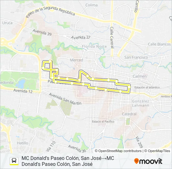 SAN JOSÉ - BARRIO LA PITAHAYA Bus Line Map