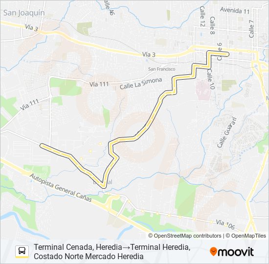 HEREDIA - CENADA Bus Line Map