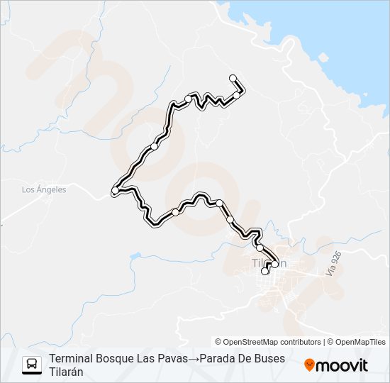 Mapa de TILARÁN - PARCELAS DE QUEBRADA AZÚL de autobús