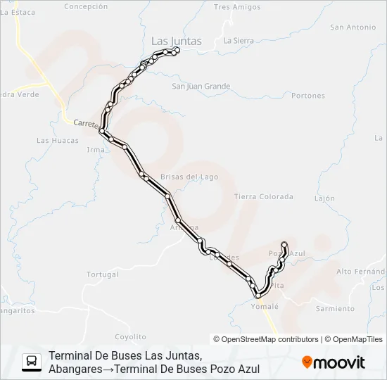 LAS JUNTAS -  POZO AZÚL Bus Line Map