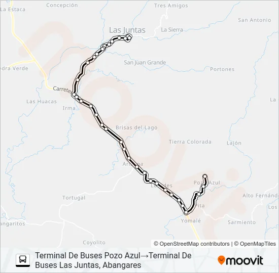 LAS JUNTAS -  POZO AZÚL Bus Line Map