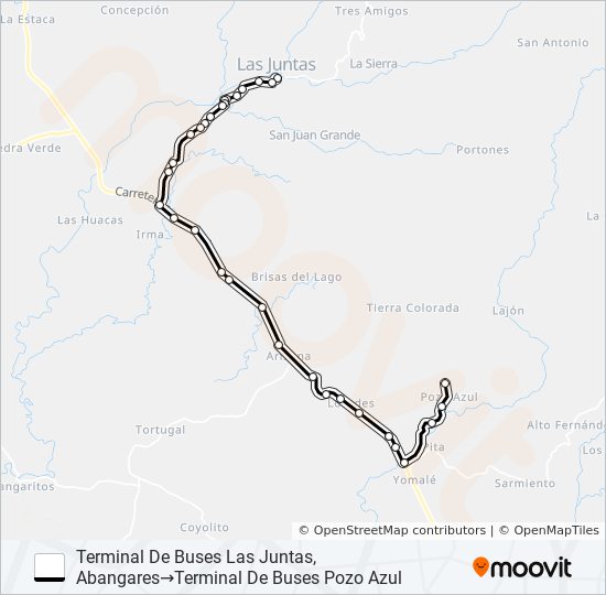 Mapa de LAS JUNTAS -  POZO AZÚL de autobús