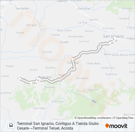 Mapa de SAN IGNACIO DE ACOSTA - TERUEL de autobús