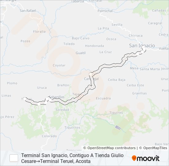 Mapa de SAN IGNACIO DE ACOSTA - TERUEL de autobús
