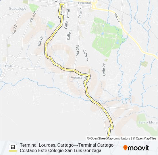 Mapa de CARTAGO - LOURDES de autobús