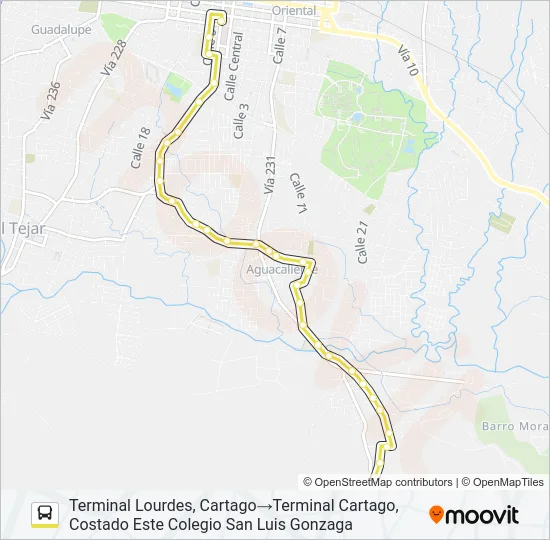 CARTAGO - LOURDES Bus Line Map