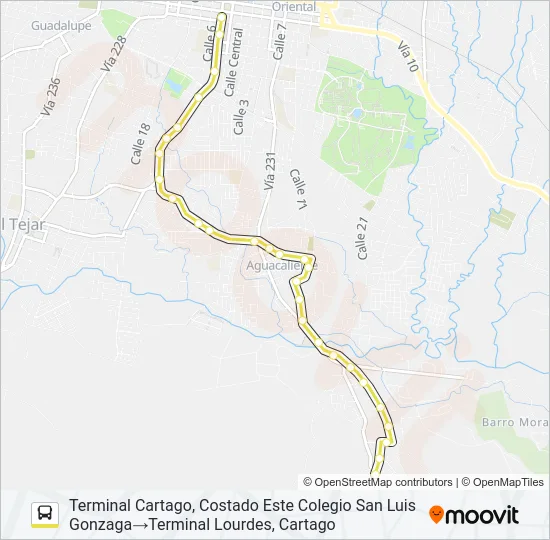 CARTAGO - LOURDES Bus Line Map