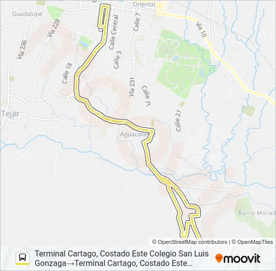 CARTAGO - LOURDES Bus Line Map