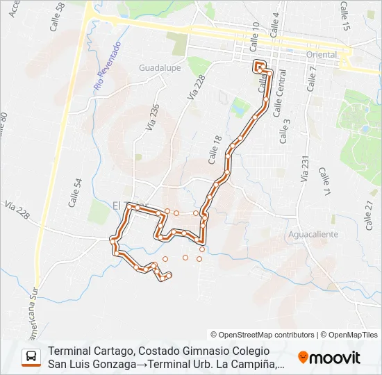 CARTAGO - LA CAMPIÑA Bus Line Map