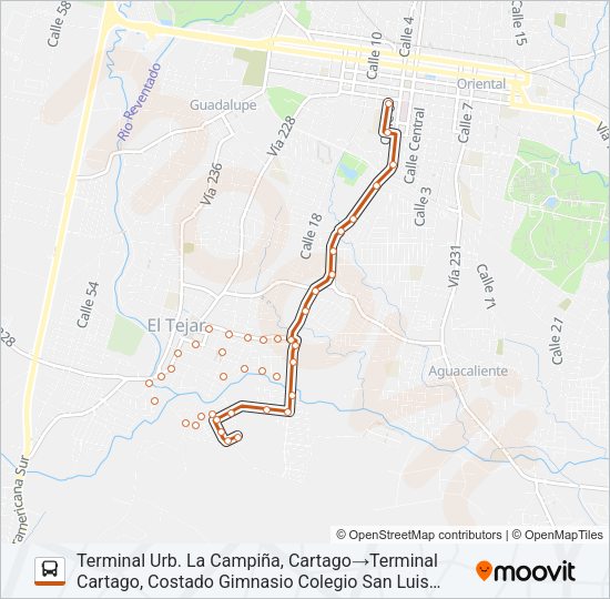 Mapa de CARTAGO - LA CAMPIÑA de autobús
