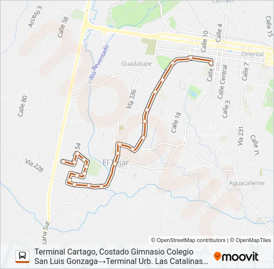 CARTAGO - URB. LAS CATALINAS Bus Line Map