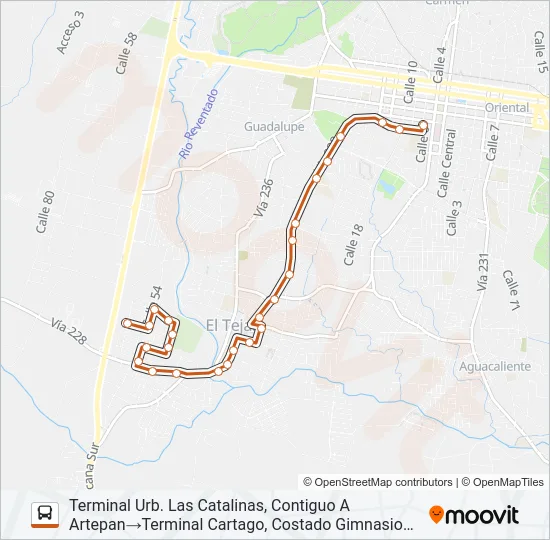 CARTAGO - URB. LAS CATALINAS Bus Line Map