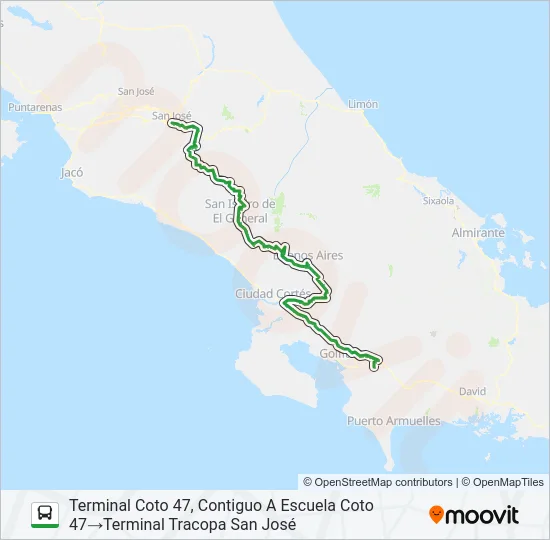SAN JOSÉ – COTO 47 Bus Line Map