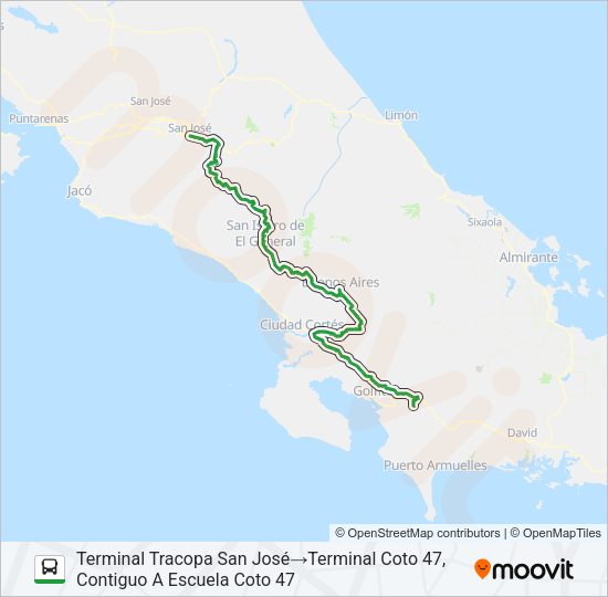 Mapa de SAN JOSÉ – COTO 47 de autobús