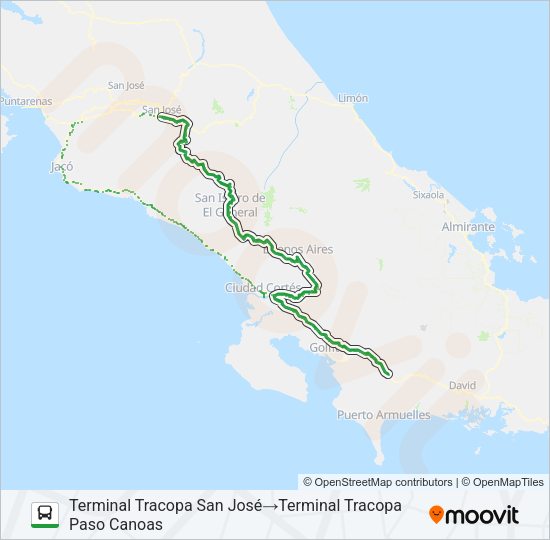 SAN JOSÉ - PASO CANOAS Bus Line Map