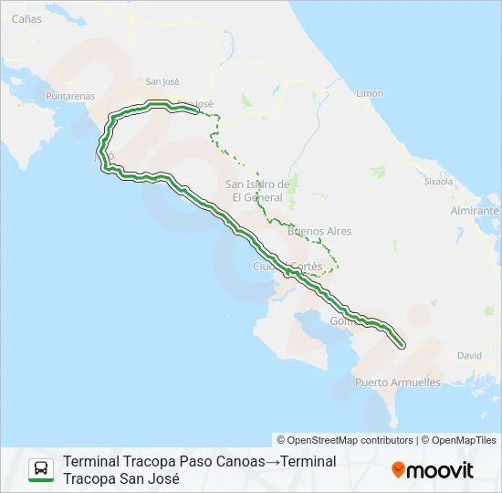 SAN JOSÉ - PASO CANOAS Bus Line Map