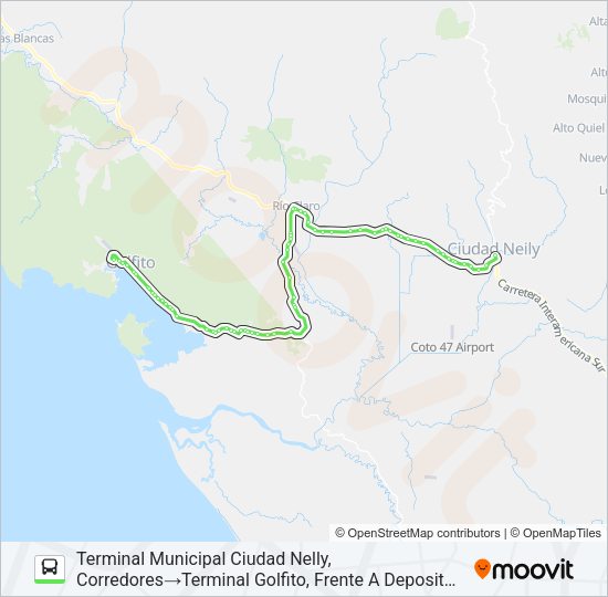 Mapa de GOLFITO - CIUDAD NEILY de autobús