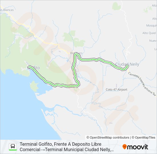 Mapa de GOLFITO - CIUDAD NEILY de autobús