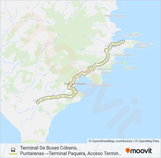 Mapa de MONTEZUMA - PAQUERA de autobús