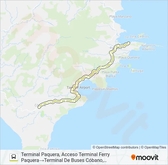 MONTEZUMA - PAQUERA Bus Line Map