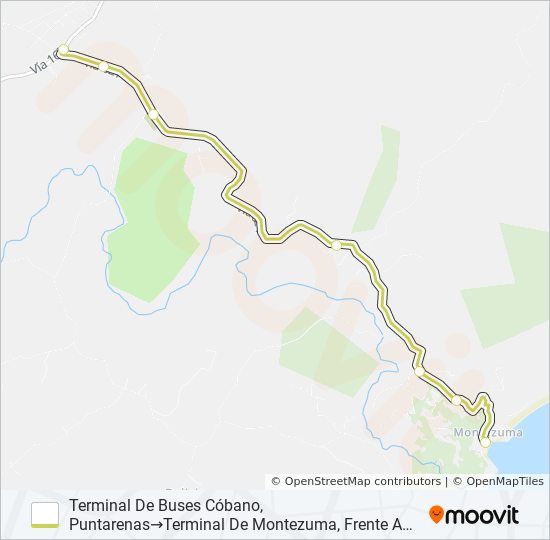 Mapa de MONTEZUMA - PAQUERA de autobús