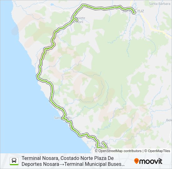 Mapa de SANTA CRUZ - NOSARA de autobús