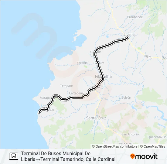 LIBERIA - TAMARINDO Bus Line Map
