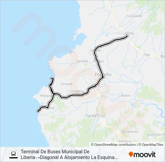 LIBERIA - TAMARINDO Bus Line Map