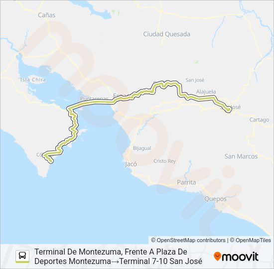 Mapa de SAN JOSE - CÓBANO - MONTEZUMA de autobús