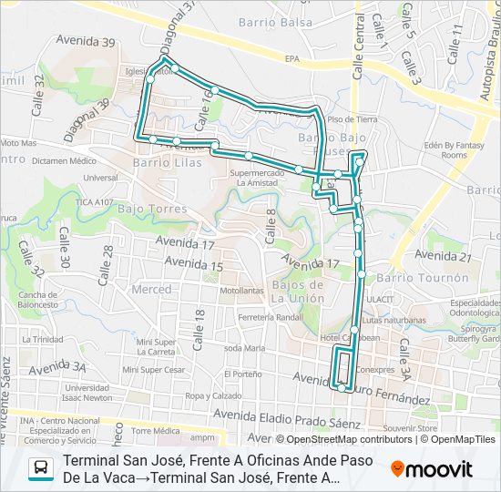 SAN JOSÉ - CLÍNICA - BAJO PIUSES Bus Line Map