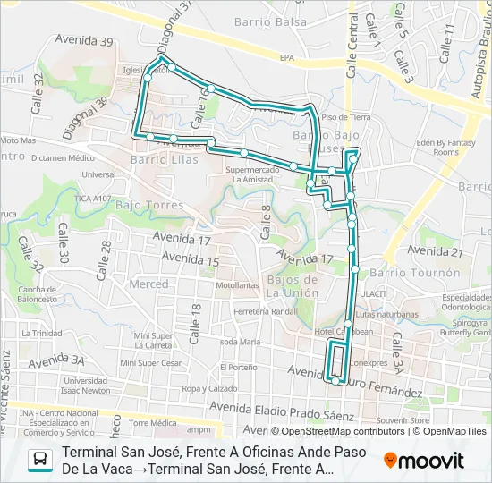 SAN JOSÉ - CLÍNICA - BAJO PIUSES Bus Line Map