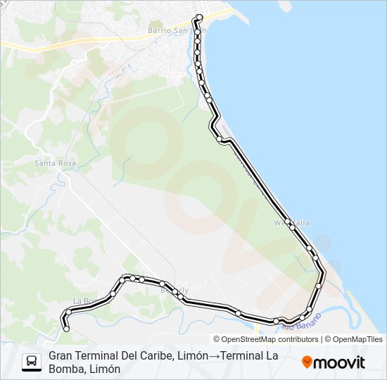 LIMON - LA BOMBA Bus Line Map