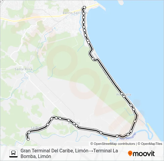 LIMON - LA BOMBA Bus Line Map