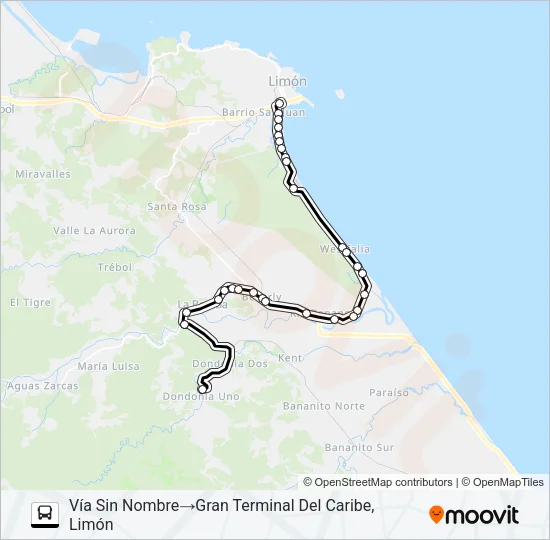 LIMON - LA BOMBA Bus Line Map
