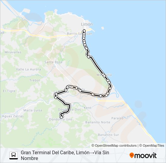 LIMON - LA BOMBA Bus Line Map