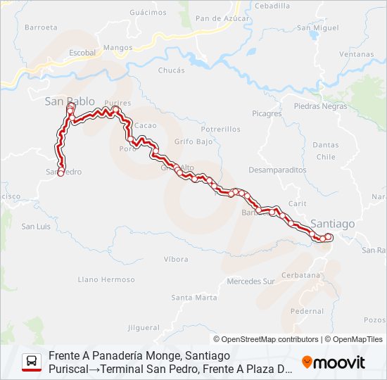 Mapa de SANTIAGO DE PURISCAL - GRIFO ALTO de autobús