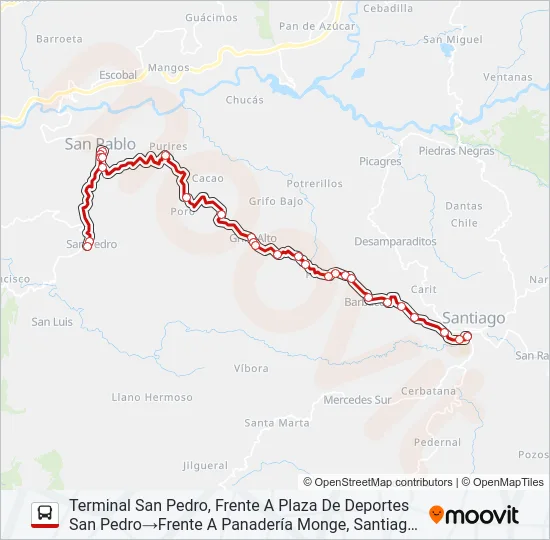 SANTIAGO PURISCAL - SAN PABLO TURRUBARES Bus Line Map