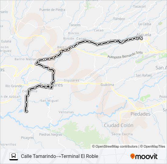Mapa de ALAJUELA - CEBADILLA CENTRO de autobús