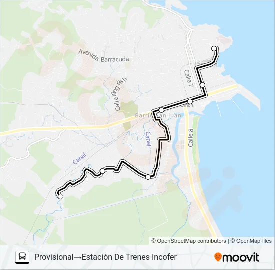 LIMON - HOSPITAL - LOS COCOS - LOS LIRIOS - EL CEIBON Bus Line Map