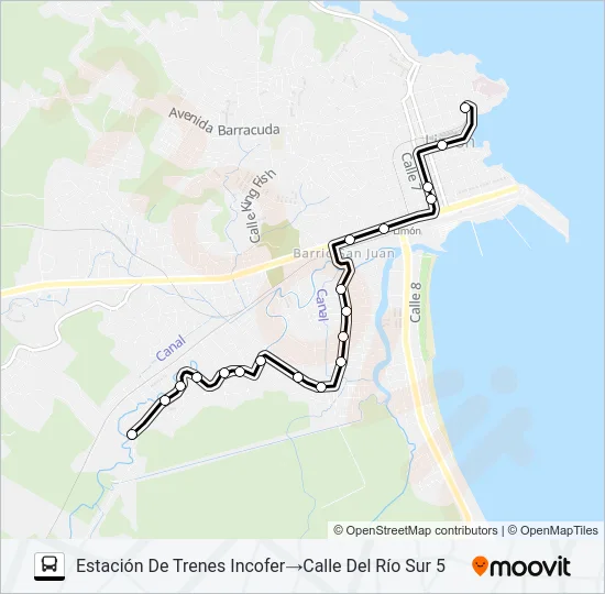 LIMON - HOSPITAL - LOS COCOS - LOS LIRIOS - EL CEIBON Bus Line Map