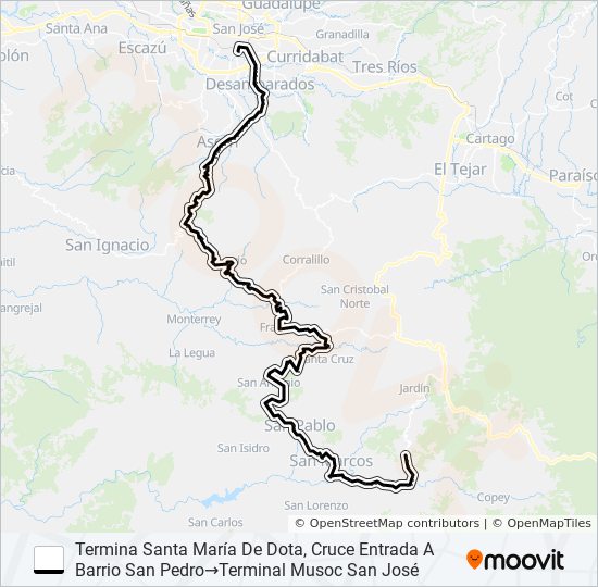 Mapa de SAN JOSÉ - LOS SANTOS,  POR FRAILES de autobús