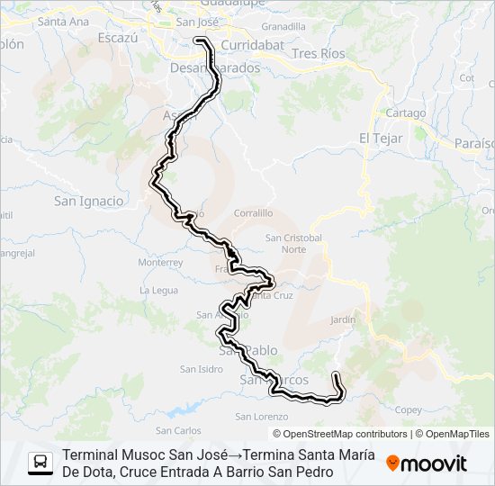 Mapa de SAN JOSÉ - LOS SANTOS,  POR FRAILES de autobús