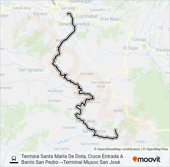 Mapa de SAN JOSÉ - LOS SANTOS,  POR FRAILES de autobús