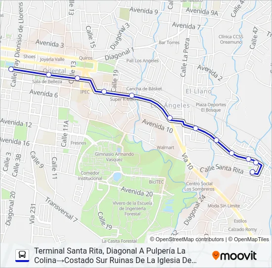 CARTAGO - BARRIO SANTA RITA Bus Line Map