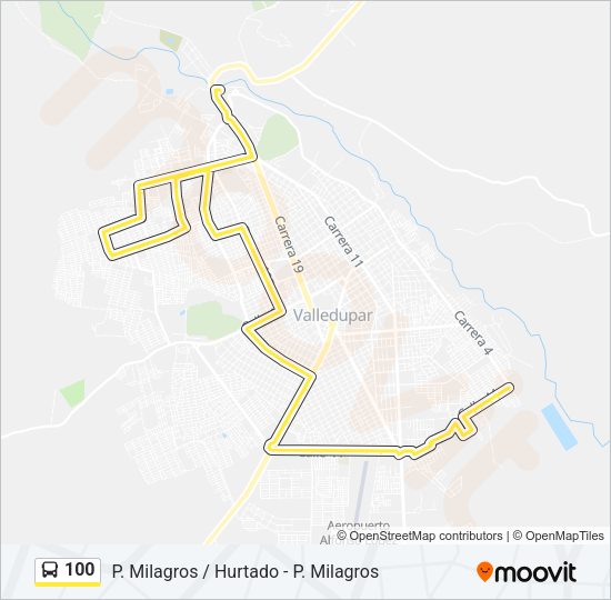 Mapa de 100 de autobús