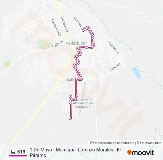 513 Bus Line Map